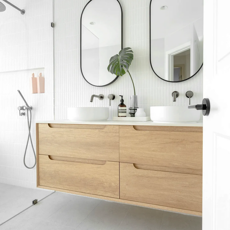 Otti Byron 1200mm Double Bowl Wall Hung Vanity Natural Oak (Cabinet Only) - Sydney Home Centre
