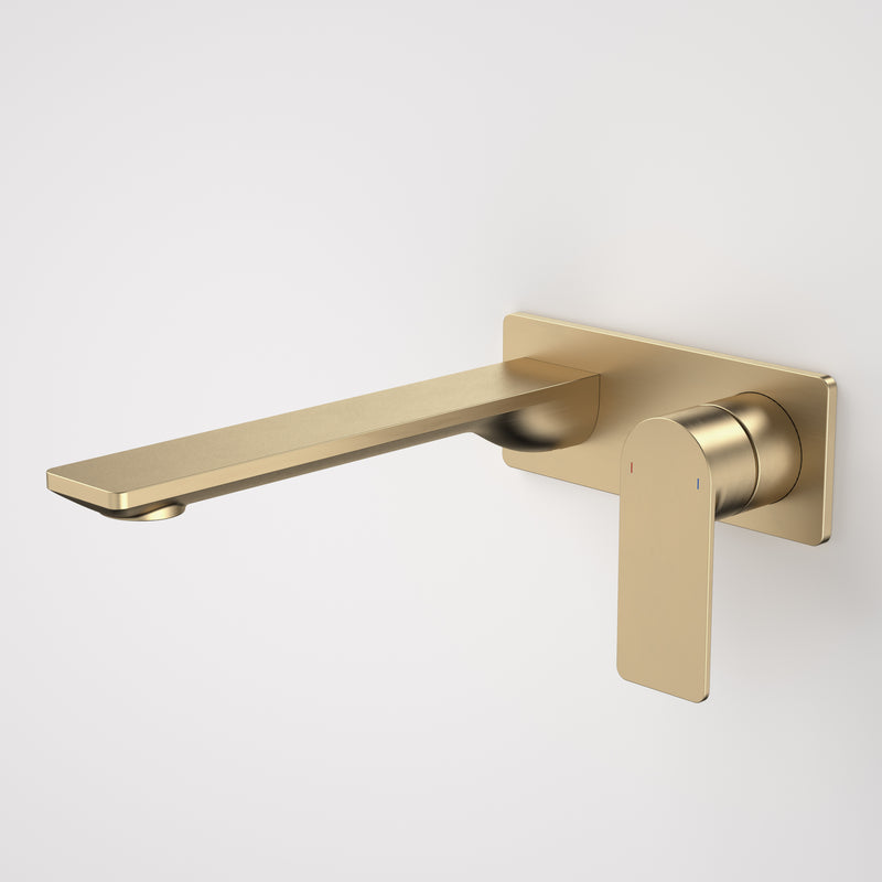 Caroma Urbane II Wall Basin/Bath Mixer Rectangular Cover Plate 220mm Brushed Brass - Sales Kit - Sydney Home Centre