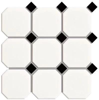 White and Black Matte Porcelain Glazed Octagon (Large) - Sydney Home Centre