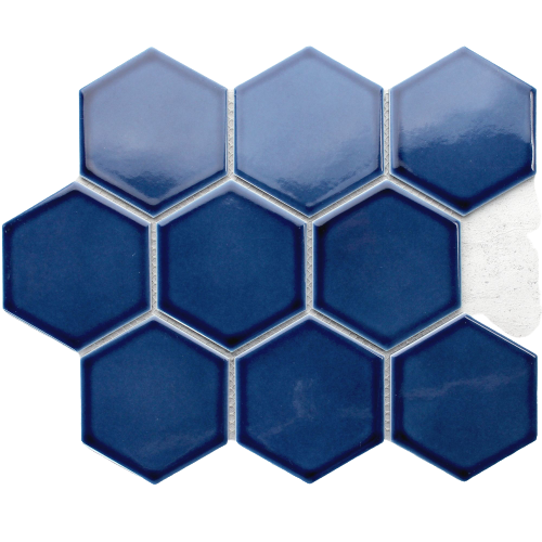 Prussian Blue Gloss Porcelain Glazed 95x110mm Hexagon - Sydney Home Centre