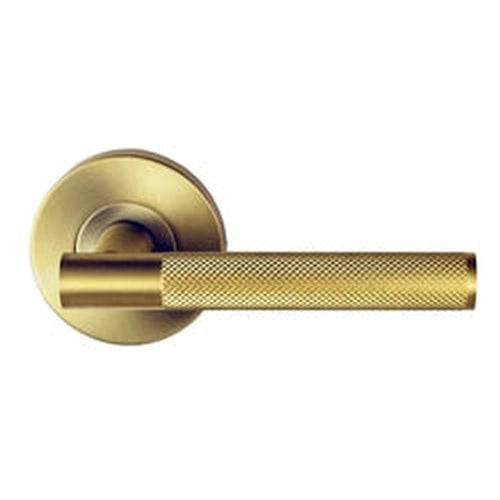 Nidus Domici Knurled Lever Set Only 63mm Rose Satin Brass Stainless Steel - Sydney Home Centre