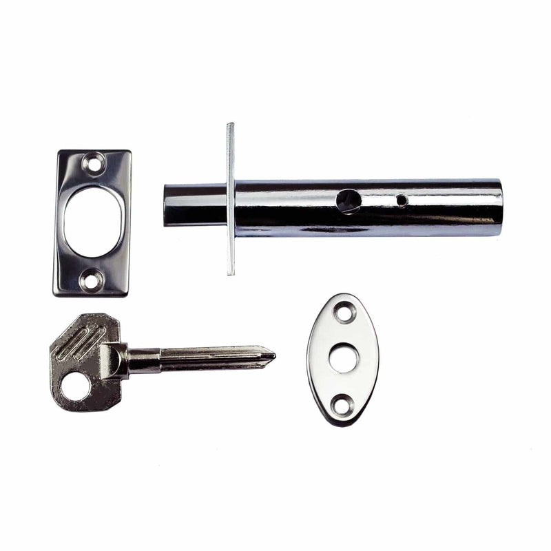 Nidus Security Door Bolt With Key Polished Stainless Steel - Sydney Home Centre