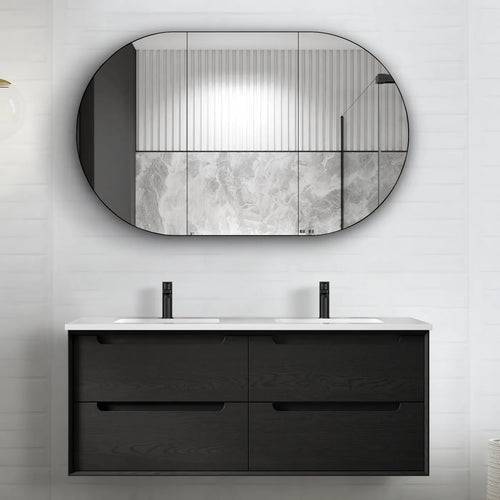 Otti Byron 1200mm Double Bowl Wall Hung Vanity Oak (Cabinet Only) - Sydney Home Centre