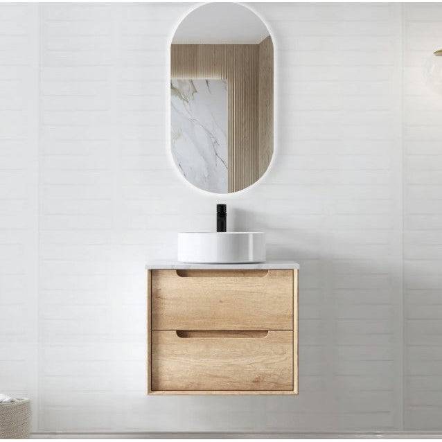 Otti Byron 600mm Wall Hung Vanity Natural Oak (Ultra Deluxe Stone Top) - Sydney Home Centre