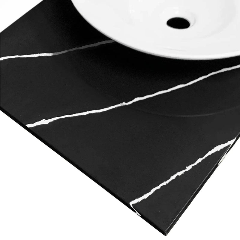 Otti Marlo 1200mm Wall Hung Vanity Black Satin (Ultra Deluxe Stone Top) - Sydney Home Centre