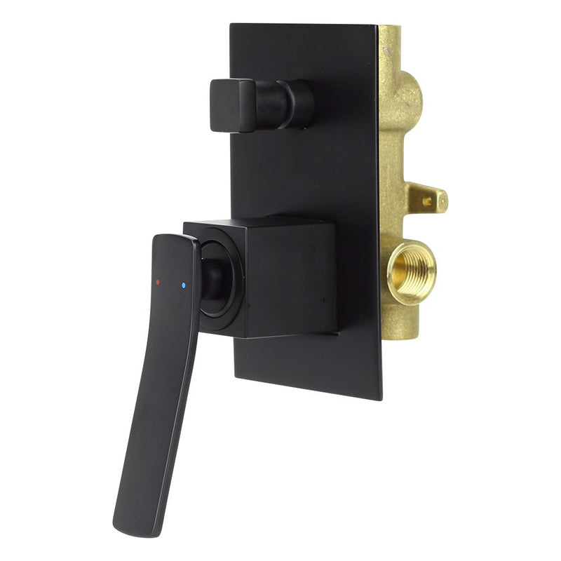 Aguzzo Cortina Wall Mounted Bath & Shower Mixer With Diverter Matte Black - Sydney Home Centre