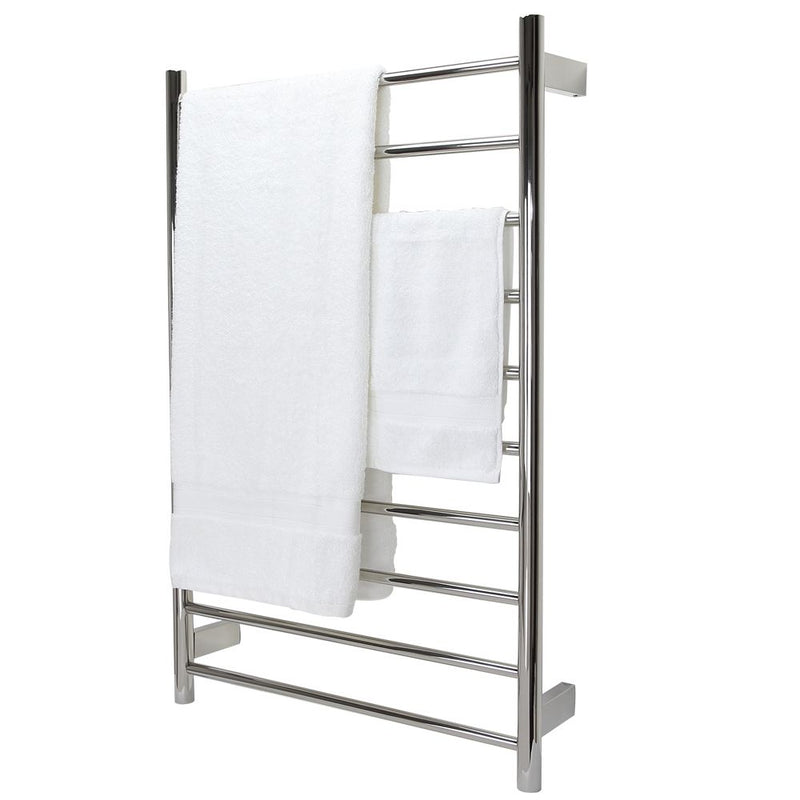 Aguzzo EZY FIT 600mm x 920mm Round Tube Dual Wired Heated Towel Rail Polished Stainless Steel - Sydney Home Centre