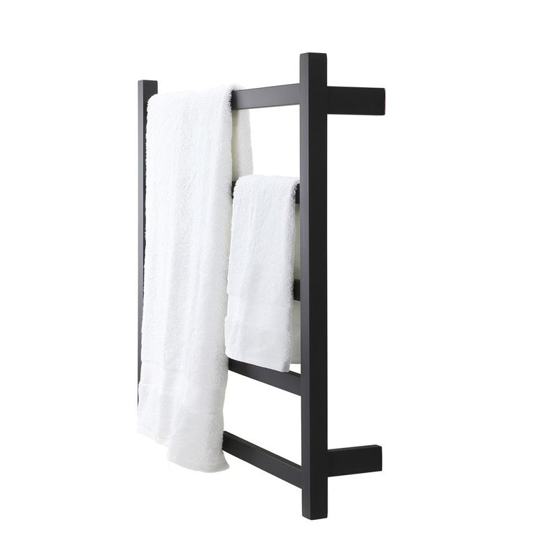 Aguzzo EZY FIT 750mm x 700mm Flat Tube Dual Wired Heated Towel Rail Matte Black - Sydney Home Centre