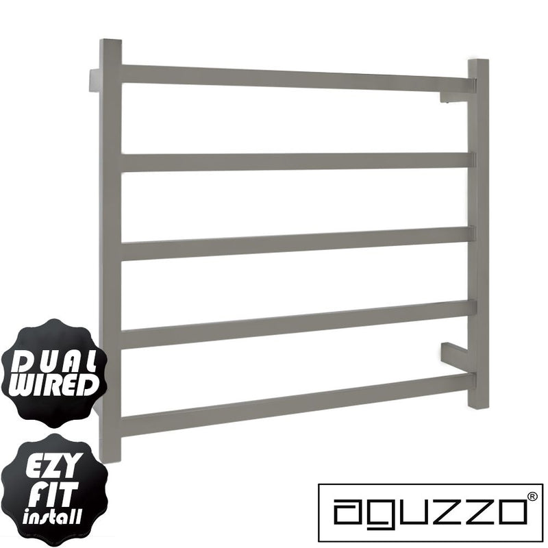 Aguzzo EZY FIT 750mm x 700mm Flat Tube Dual Wired Heated Towel Rail Polished Stainless Steel - Sydney Home Centre