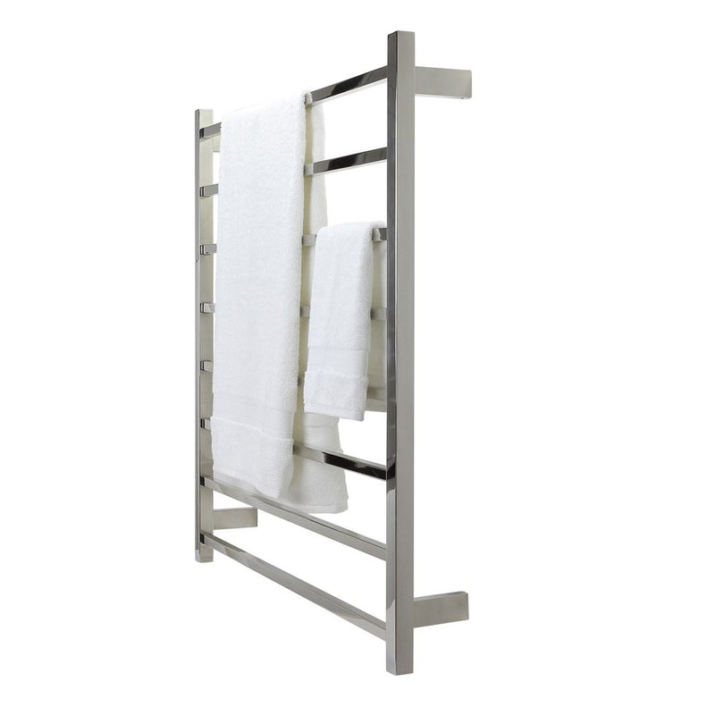 Aguzzo EZY FIT 900mm x 920mm Square Tube Dual Wired Heated Towel Rail Polished Stainless Steel - Sydney Home Centre