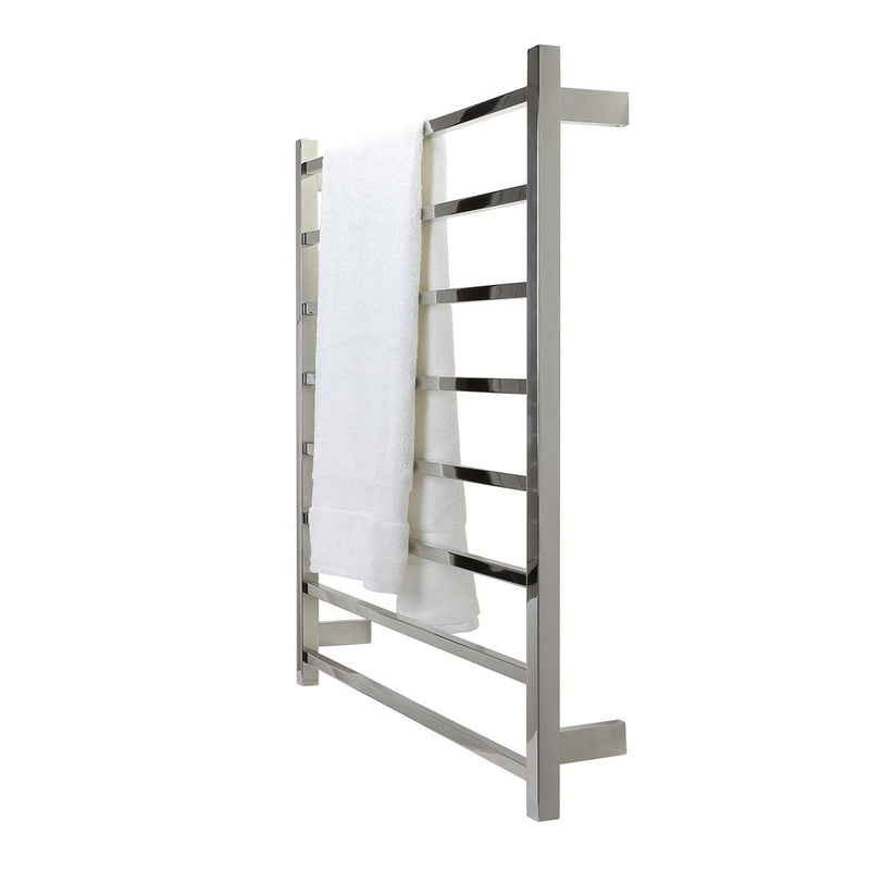 Aguzzo EZY FIT 900mm x 920mm Square Tube Dual Wired Heated Towel Rail Polished Stainless Steel - Sydney Home Centre