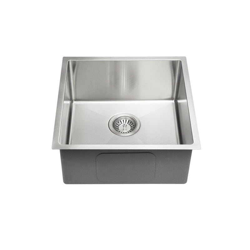 Aguzzo Stainless Steel Top/Under Mount 440mm Single Bowl Kitchen & Laundry Sink Brushed Satin - Sydney Home Centre