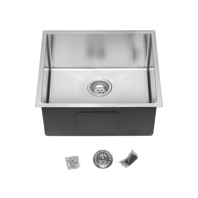 Aguzzo Stainless Steel Top/Under Mount 510mm Single Bowl Kitchen & Laundry Sink Brushed Satin - Sydney Home Centre