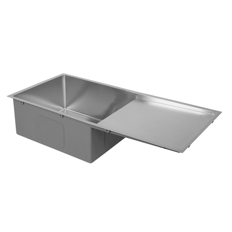 Aguzzo Stainless Steel Top/Under Mount 960mm Single Bowl With Drainer Kitchen Sink Brushed Satin - Sydney Home Centre