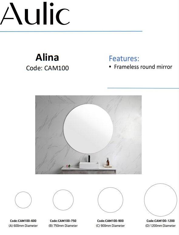 Aulic Alina 600mm Frameless Mirror - Sydney Home Centre