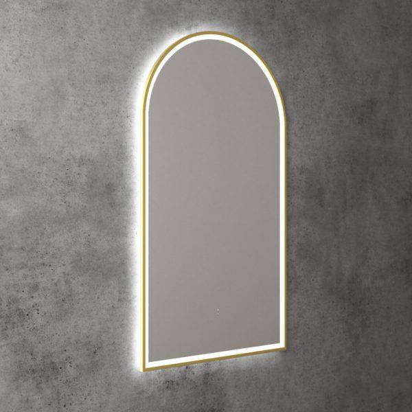 Aulic Canterbury 900mm x 500mm Framed LED Mirror Brushed Gold - Sydney Home Centre