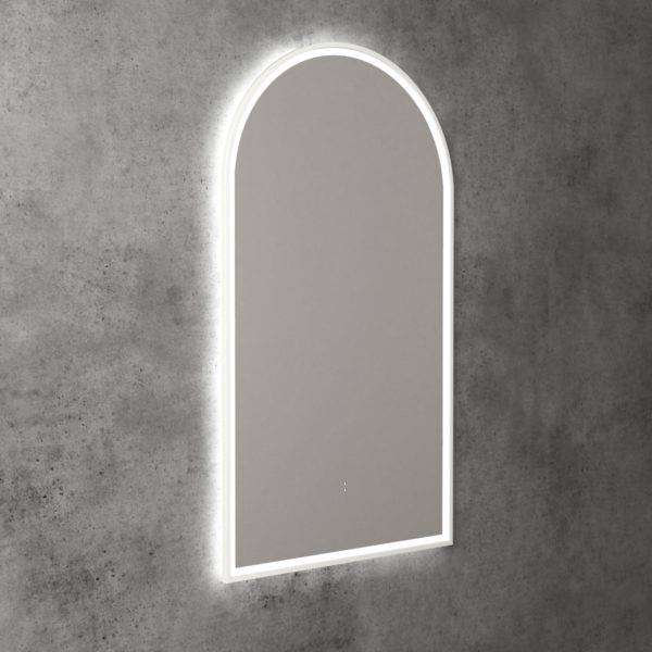 Aulic Canterbury 900mm x 500mm Framed LED Mirror Matte White - Sydney Home Centre
