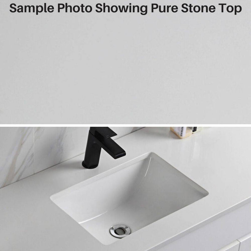 Aulic Leona 600mm Wall Hung Vanity Gloss White (Pure Stone Top With Undermount Basin) - Sydney Home Centre