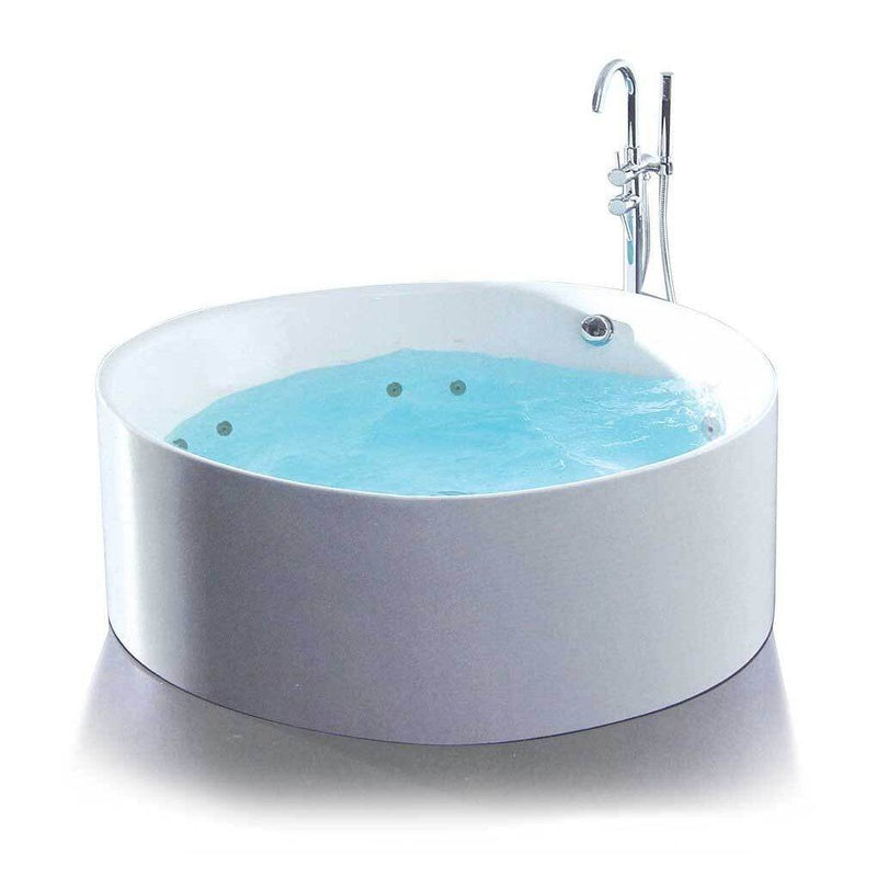 Broadway Bathroom FS19 1400mm Round Freestanding Spa With Spa Key Remote & Mood Light 12 Jets White - Sydney Home Centre