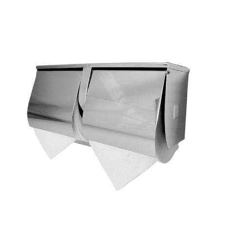 Dolphy Stainless Steel Double Toilet Roll Holder With Shelf Chrome Silver - Sydney Home Centre