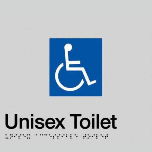 Dolphy Unisex Disabled Toilet Braille Sign Silver & Black - Sydney Home Centre