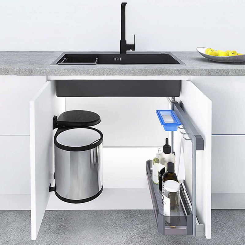Elite Galley Side Mounted Undersink Cleaning Pull-Out Storage With Lift-Off Baskets Chrome - Sydney Home Centre
