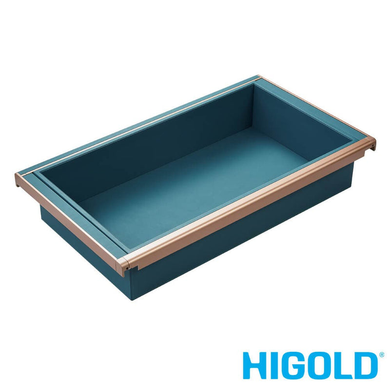 Higold B Series Shallow Pull Out Wardrobe Basket Fits 900mm Cabinet Tiffany Teal With Copper - Sydney Home Centre
