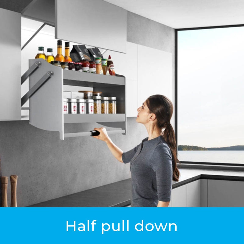 Higold Shearer Pull Down Overhead Cabinet Storage For A 900mm Cupboard Grey - Sydney Home Centre