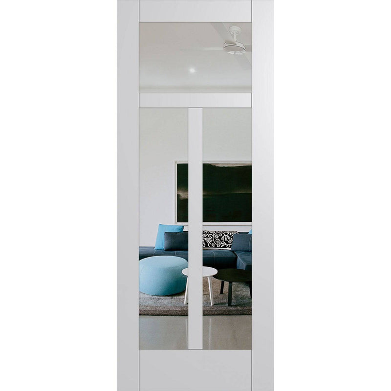 Hume Doors Hampton HAM5 (2040mm x 520mm x 35mm) Hampton Construction Primed MDF Clear Internal Door - Sydney Home Centre