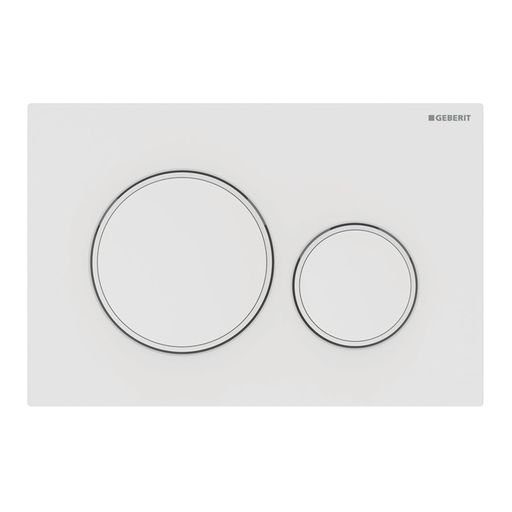 Mercio Geberit Sigma20 Matte White Flush Plate With White Trim - Sydney Home Centre
