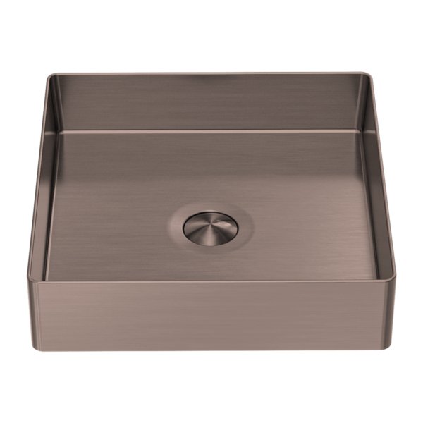 Nero 400mm Square Stainless Steel Basin Brushed Bronze - Sydney Home Centre