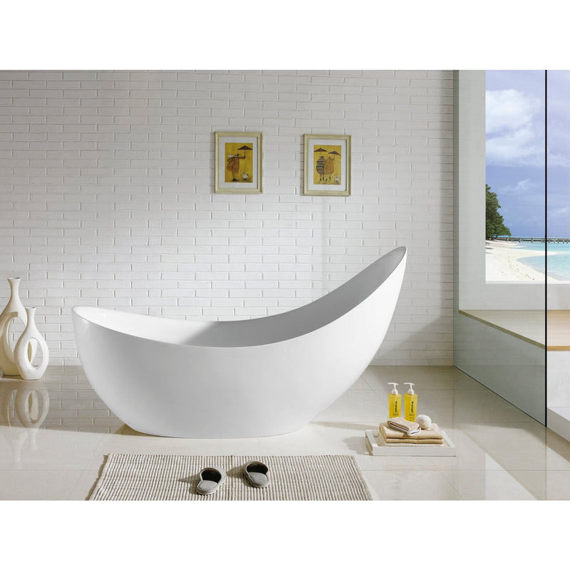 Poseidon Posh Free Standing 1500mm Gloss White With Overflow Bathtub - Sydney Home Centre