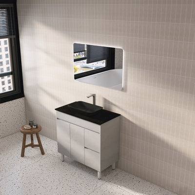 Poseidon Nova 900mm Right Hand Drawer Freestanding Vanity Concrete Grey (Cabinet only) - Sydney Home Centre