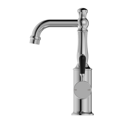 Nero York Basin Mixer With Black Porcelain Lever Chrome - Sydney Home Centre