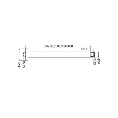 Nero Round Ceiling Arm 300mm Length Graphite - Sydney Home Centre