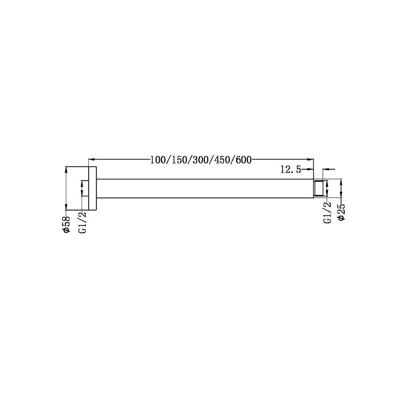 Nero Round Ceiling Arm 300mm Length Graphite - Sydney Home Centre