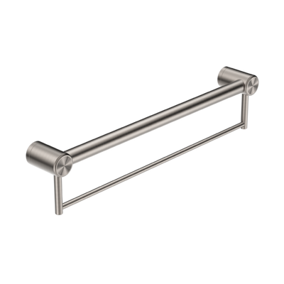 Nero Mecca Care 32mm Grab Rail With Towel Holder 600mm Brushed Nickel - Sydney Home Centre