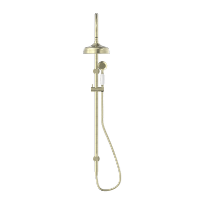 Nero York Twin Shower With White Porcelain Hand Shower Aged Brass - Sydney Home Centre