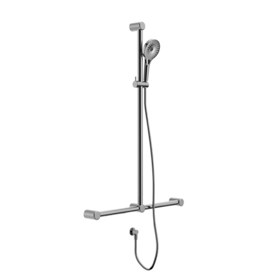 Nero Mecca Care 32mm T Bar Grab Rail And Adjustable Shower Set 1100X750mm Chrome - Sydney Home Centre