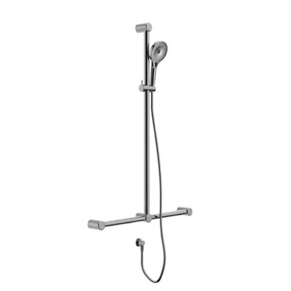 Nero Mecca Care 32mm T Bar Grab Rail And Adjustable Shower Set 1100X750mm Chrome - Sydney Home Centre