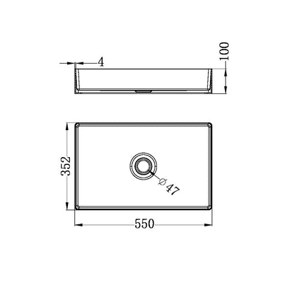 Nero Rectangle Stainless Steel Basin Graphite - Sydney Home Centre