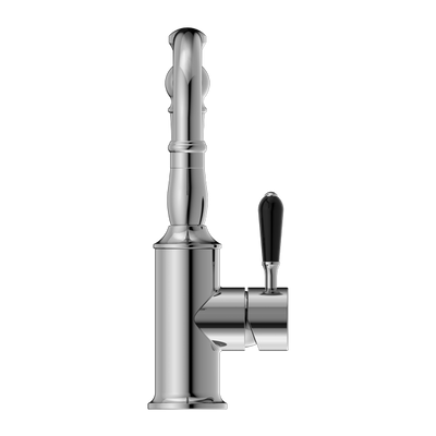 Nero York Basin Mixer With Black Porcelain Lever Chrome - Sydney Home Centre