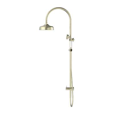 Nero York Twin Shower With White Porcelain Hand Shower Aged Brass - Sydney Home Centre