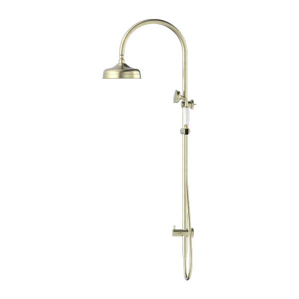 Nero York Twin Shower With White Porcelain Hand Shower Aged Brass - Sydney Home Centre