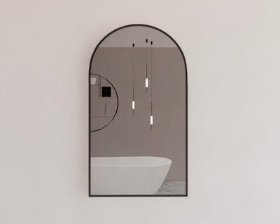 Riva 800mm x 450mm Framed Arch Mirror Wall Mounted Black - Sydney Home Centre