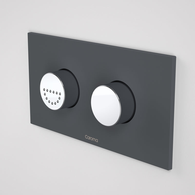 Caroma Invisi Series II® Round Dual Flush Plate & Raised Care Buttons Midnight Dream - Sydney Home Centre