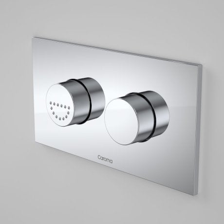 Caroma Invisi Series II® Round Dual Flush Plate & Raised Care Buttons Chrome - Sydney Home Centre