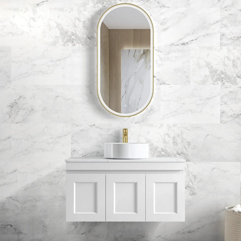 Otti Hampton Mark II 900mm Wall Hung Vanity White Satin (Cabinet Only) - Sydney Home Centre