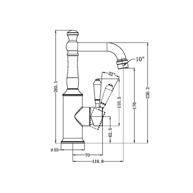 Nero York Basin Mixer With Metal Lever Aged Brass - Sydney Home Centre