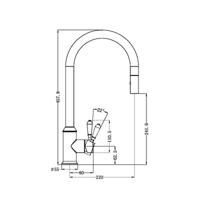 Nero York Pull Out Sink Mixer With Vegie Spray Function With Metal Lever Aged Brass - Sydney Home Centre